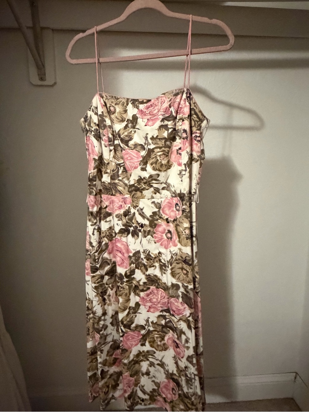 Jessica Howard Pink Floral Strapless Slip Dress with Cream Base